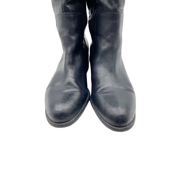 Franco Sarto Celeste Black Buckle Leather Knee High Heeled Boots Women’s 8M - Picture 3 of 11